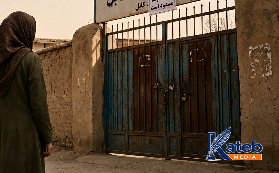 دختری در برابر دروازه بسته یک مکتب؛ تصویری از حسرت بازگشت به آموزش